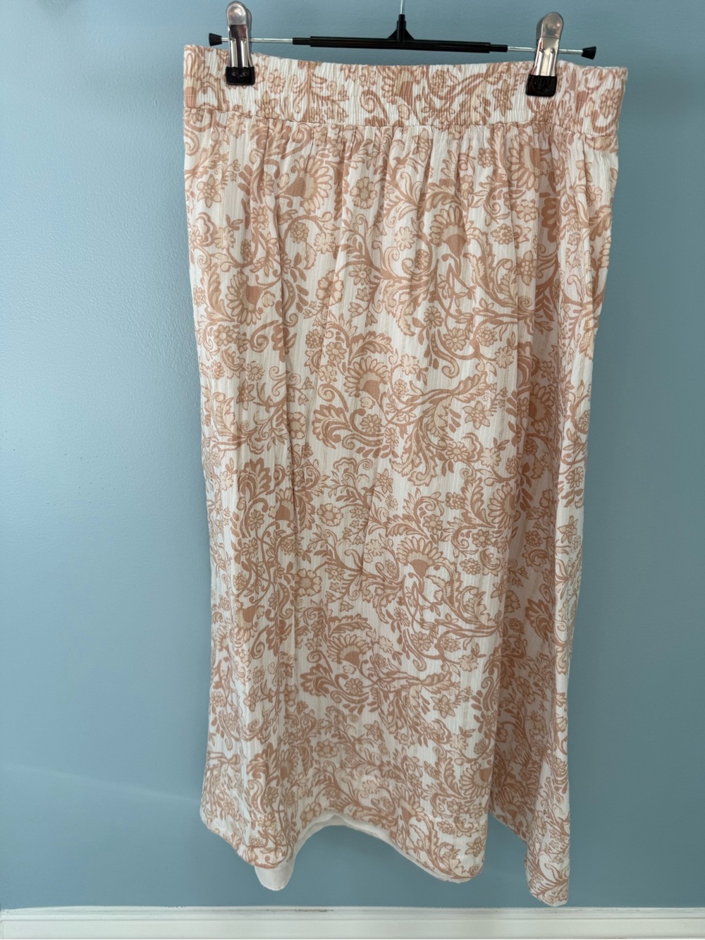 LOFT Cream Maxi Skirt with Tan Floral Print